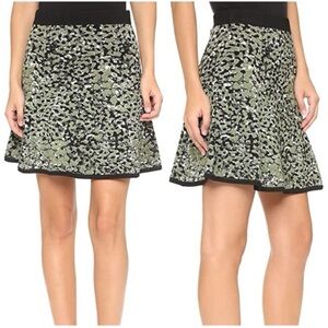 Rebecca Minkoff Mel Skirt Animal Print Leopard Flared Knit Stretch Mini XS Flare